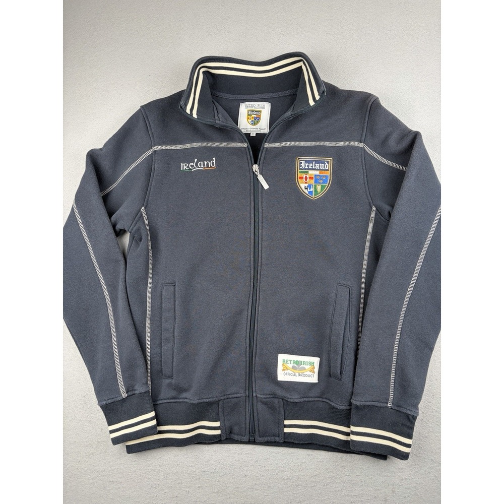 Retro Irish Heritage Ireland Full Zip Sweatshirt Jacket Men's Medium Navy